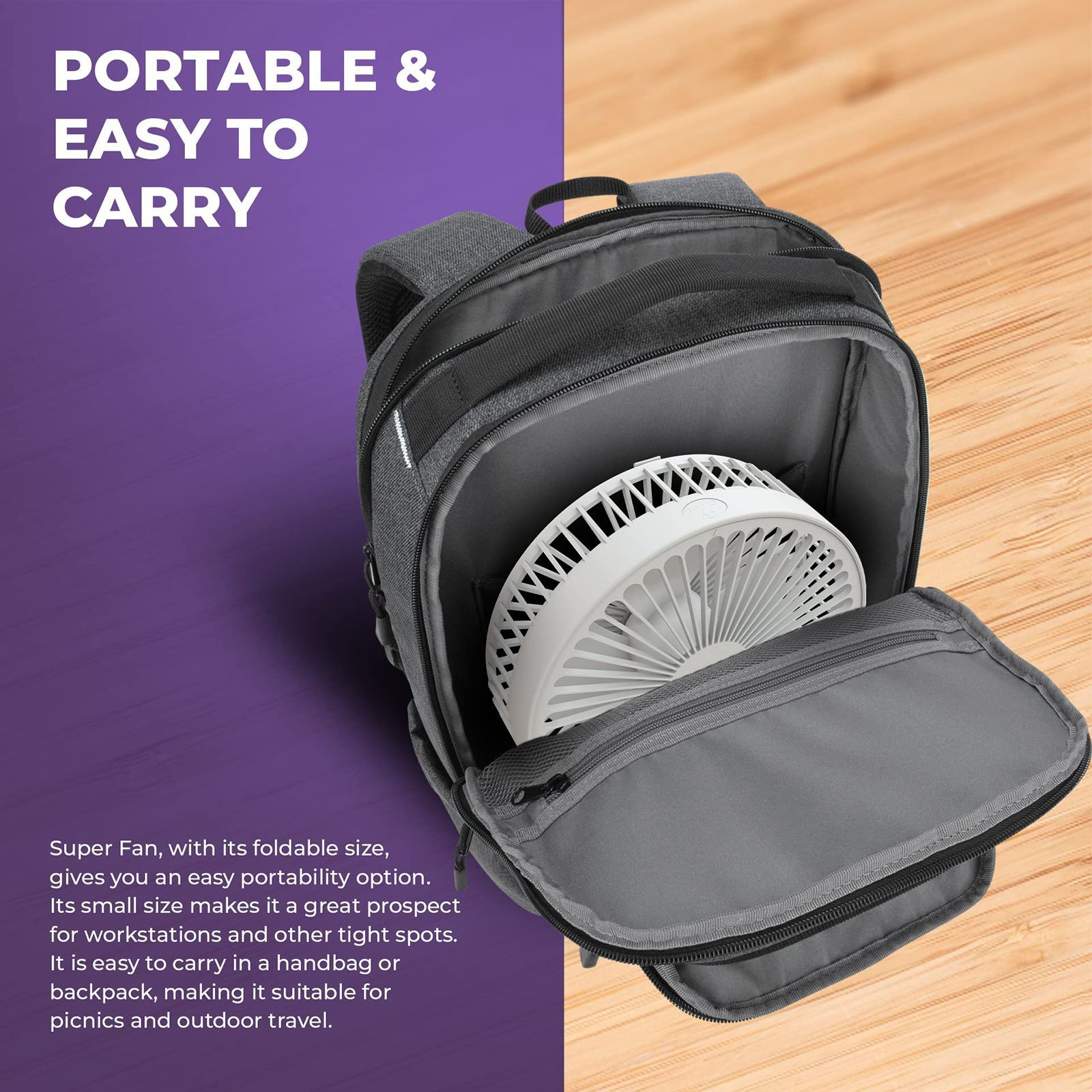 IGear Superfan 150mm 4 Blade Rechargeable Personal Fan with 5000 mAh Battery (Adjustable Height, White)_5