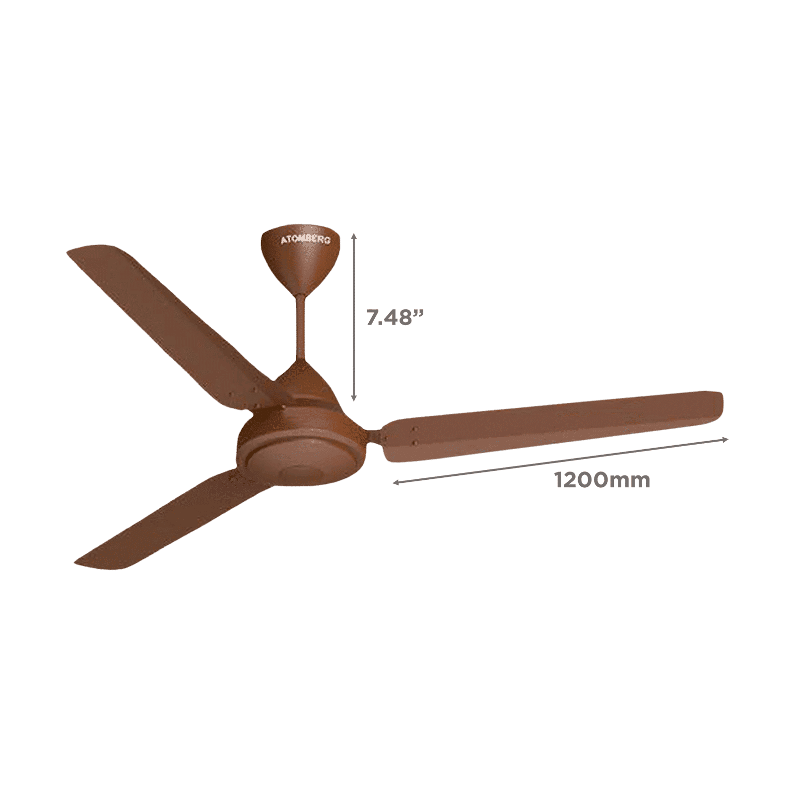 atomberg Efficio 5 Star 1200mm 3 Blade BLDC Motor Ceiling Fan with Remote (LED Indicator, Matt Brown)_2