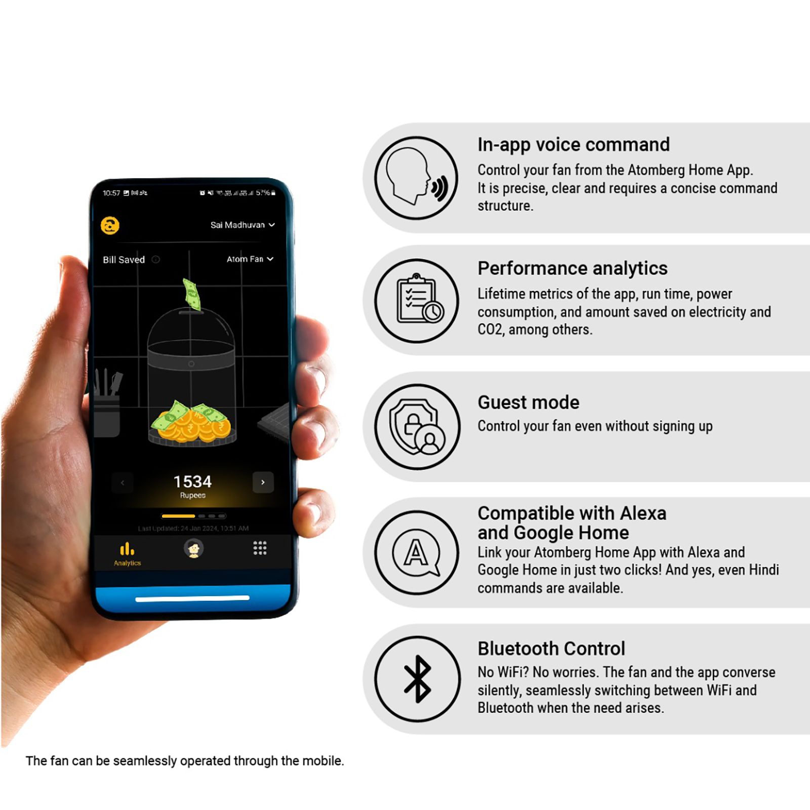atomberg Renesa Smart Plus 5 Star 1200mm 3 Blade BLDC Motor Smart Ceiling Fan with Remote (Alexa & Google Assistant, Golden Oakwood) atomberg Renesa Smart Plus 5 Star 1200mm 3 Blade BLDC Motor Smart Ceiling Fan with Remote (Alexa & Google Assistant, Golden Oakwood)_10