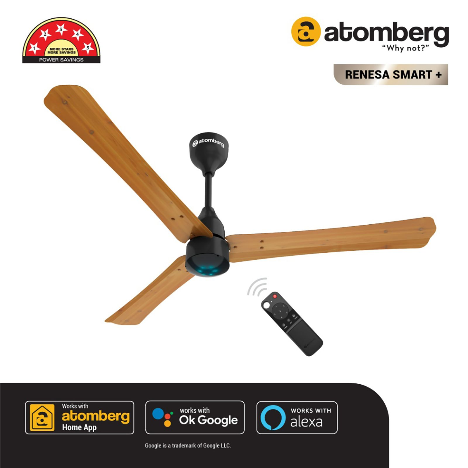 atomberg Renesa Smart Plus 5 Star 1200mm 3 Blade BLDC Motor Smart Ceiling Fan with Remote (Alexa & Google Assistant, Golden Oakwood) atomberg Renesa Smart Plus 5 Star 1200mm 3 Blade BLDC Motor Smart Ceiling Fan with Remote (Alexa & Google Assistant, Golden Oakwood)_13
