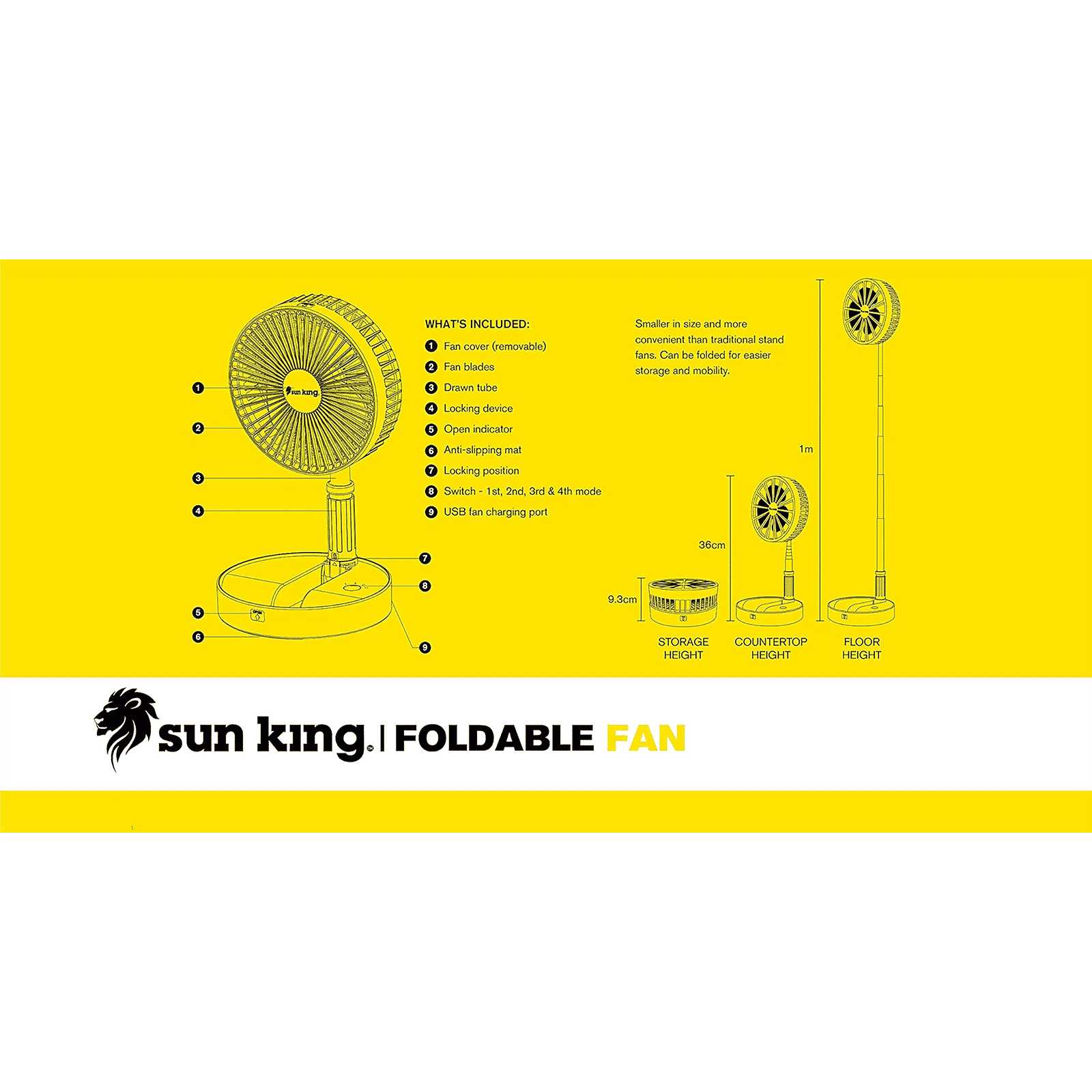 sun king 203.2mm 3 Blade Rechargeable Pedestal Fan with 7650 mAh Battery (BLDC Motor, White) sun king 203.2mm 3 Blade Rechargeable Pedestal Fan with 7650 mAh Battery (BLDC Motor, White)_8