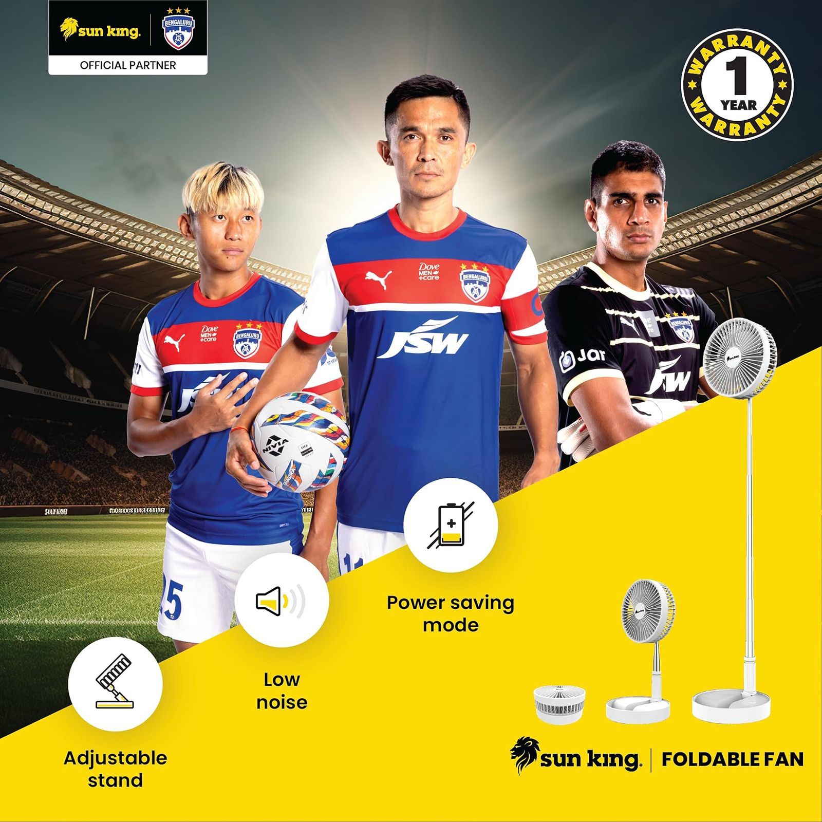 sun king 203.2mm 3 Blade Rechargeable Pedestal Fan with 7650 mAh Battery (BLDC Motor, White) sun king 203.2mm 3 Blade Rechargeable Pedestal Fan with 7650 mAh Battery (BLDC Motor, White)_10