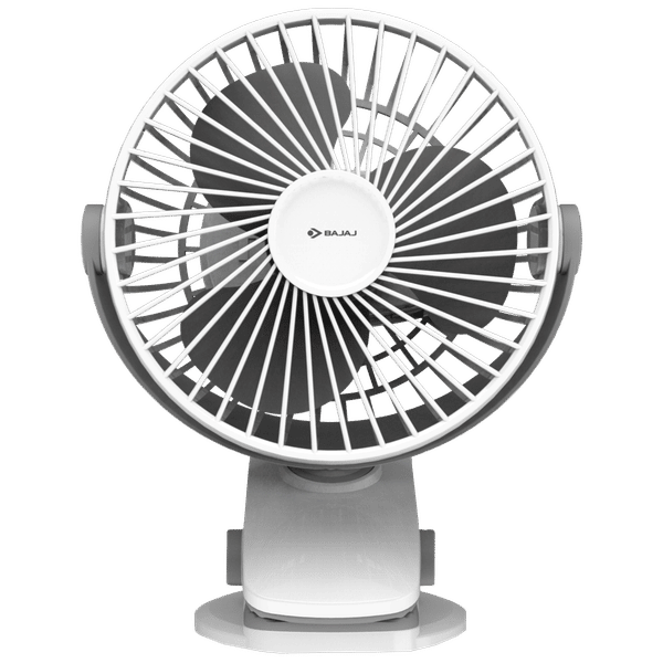 BAJAJ Pygmy Mini 110mm 3 Blade Rechargeable Personal Fan with 1800 mAh Battery (Silent Operation, White Smoke)_1