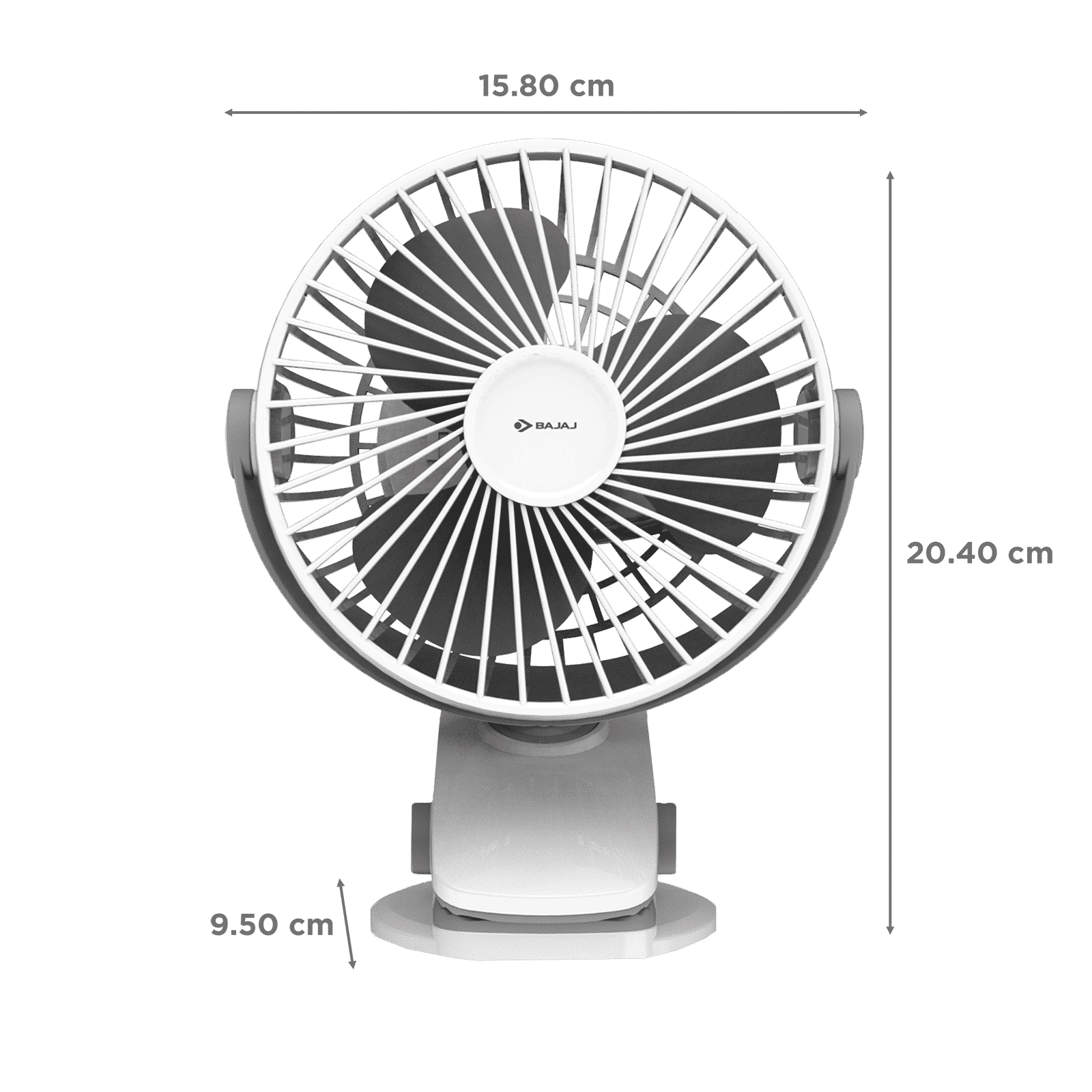 BAJAJ Pygmy Mini 110mm 3 Blade Rechargeable Personal Fan with 1800 mAh Battery (Silent Operation, White Smoke)_2