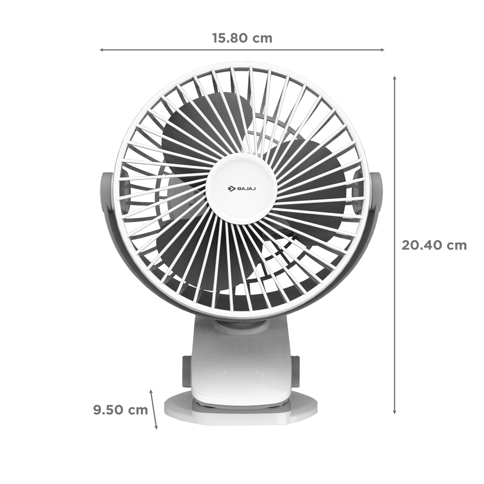 BAJAJ Pygmy Mini 110mm 3 Blade Rechargeable Personal Fan with 1800 mAh Battery (Silent Operation, White Smoke)_2