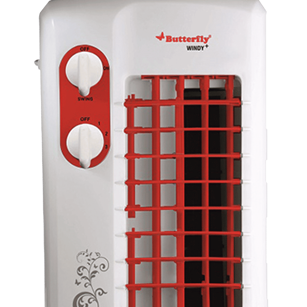 Butterfly Windy Plus Bladeless 25 ft Air Throw 2250 m3/hr Air Delivery Tower Fan (Heavy Duty Motor, Red)_5