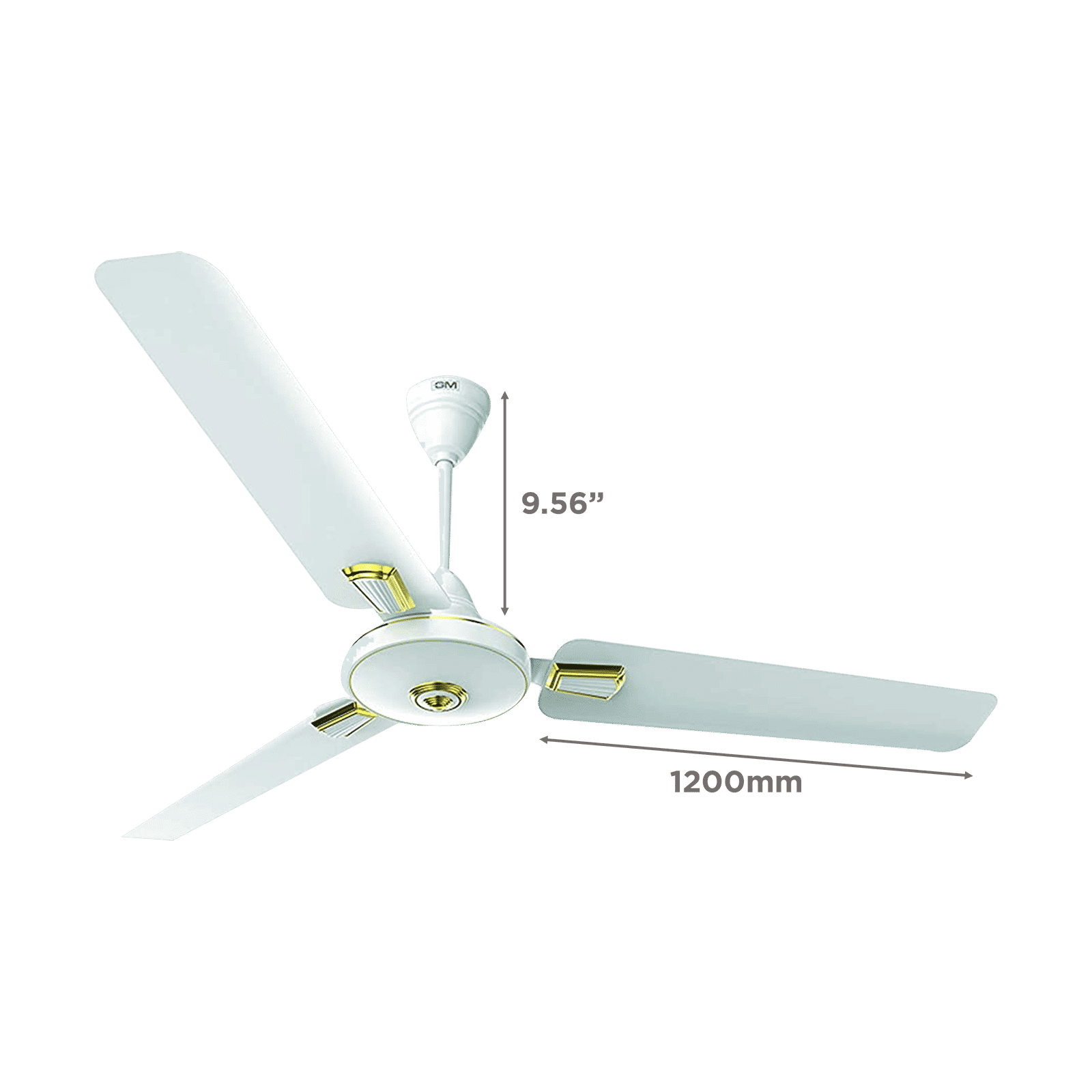 GM AIR9 Plus Deco 1200mm 3 Blade Copper Motor Ceiling Fan (Aerodynamically Design, White)_2