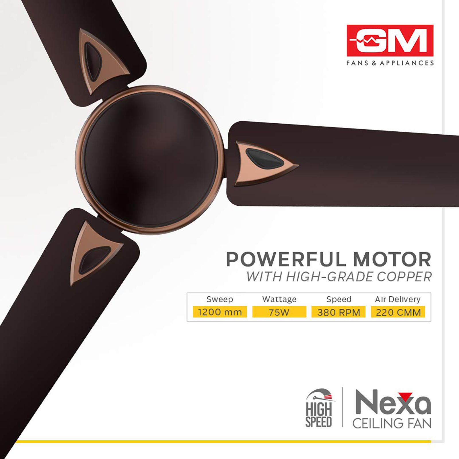 GM Nexa 1200mm 3 Blade High Speed Ceiling Fan (Inverter Technology, Oreo Brown) GM Nexa 1200mm 3 Blade High Speed Ceiling Fan (Inverter Technology, Oreo Brown)_7