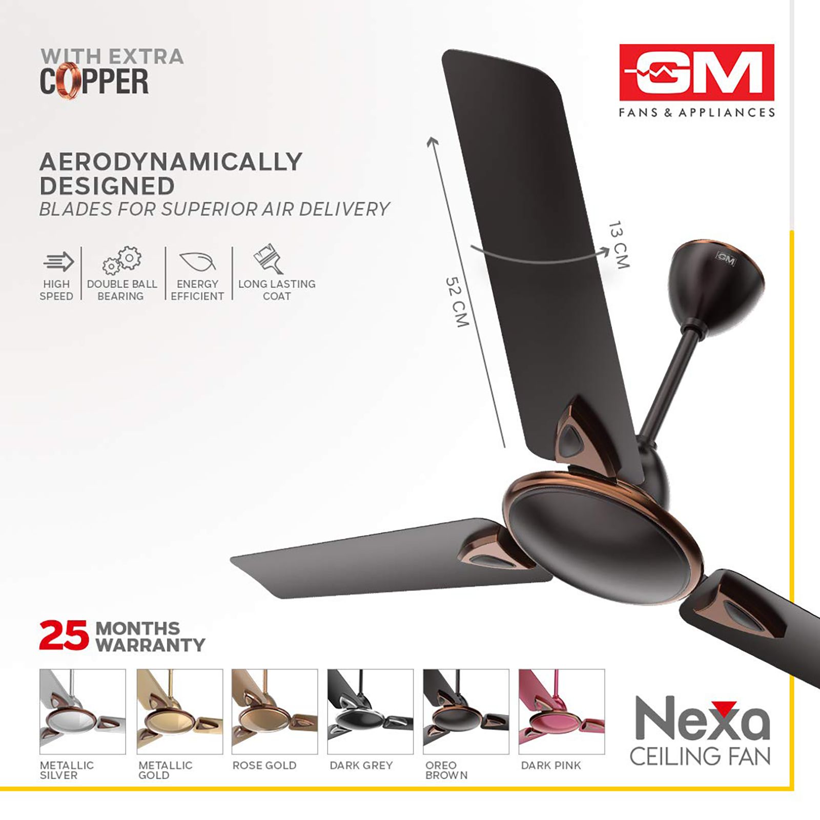 GM Nexa 1200mm 3 Blade High Speed Ceiling Fan (Inverter Technology, Oreo Brown) GM Nexa 1200mm 3 Blade High Speed Ceiling Fan (Inverter Technology, Oreo Brown)_8