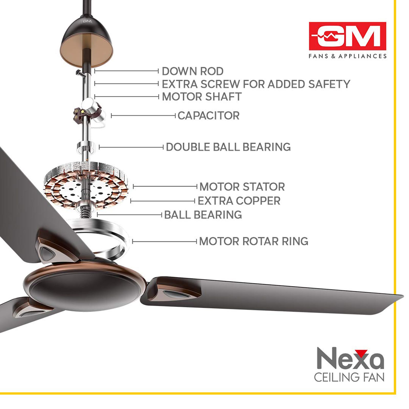 GM Nexa 1200mm 3 Blade High Speed Ceiling Fan (Inverter Technology, Oreo Brown) GM Nexa 1200mm 3 Blade High Speed Ceiling Fan (Inverter Technology, Oreo Brown)_9