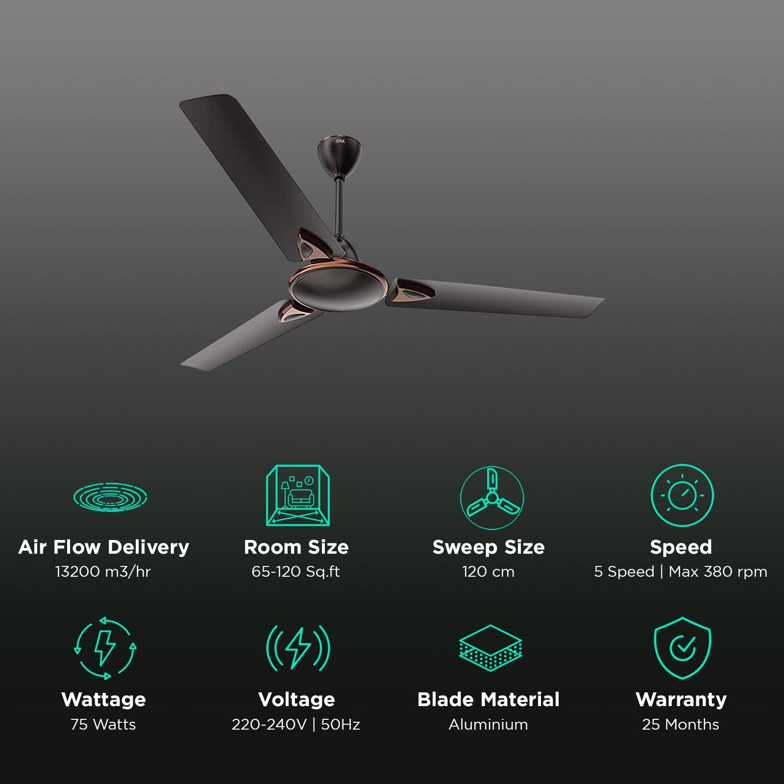 GM Nexa 1200mm 3 Blade High Speed Ceiling Fan (Inverter Technology, Oreo Brown) GM Nexa 1200mm 3 Blade High Speed Ceiling Fan (Inverter Technology, Oreo Brown)_3