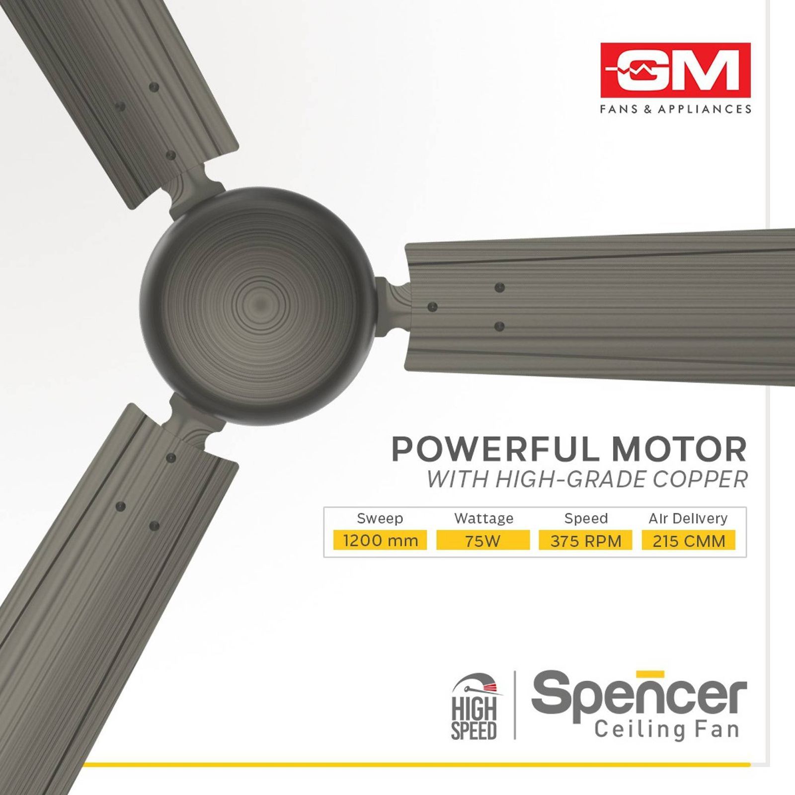 GM Spencer 1200mm 3 Blade High Speed Ceiling Fan (Aerodynamically Designed, Antique Brass) GM Spencer 1200mm 3 Blade High Speed Ceiling Fan (Aerodynamically Designed, Antique Brass)_6