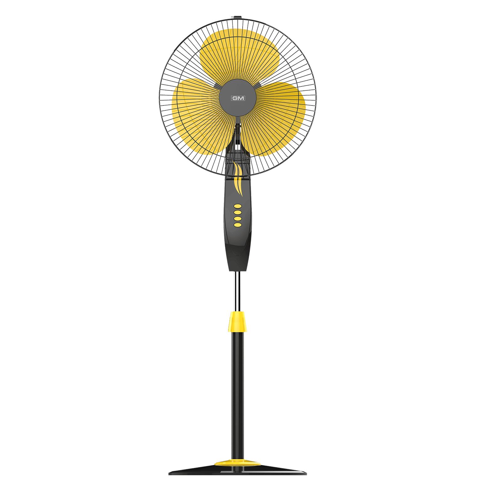 GM Livo 400mm 3 Blade Noiseless Operation Pedestal Fan (Rust Proof, Yellow & Black)_1