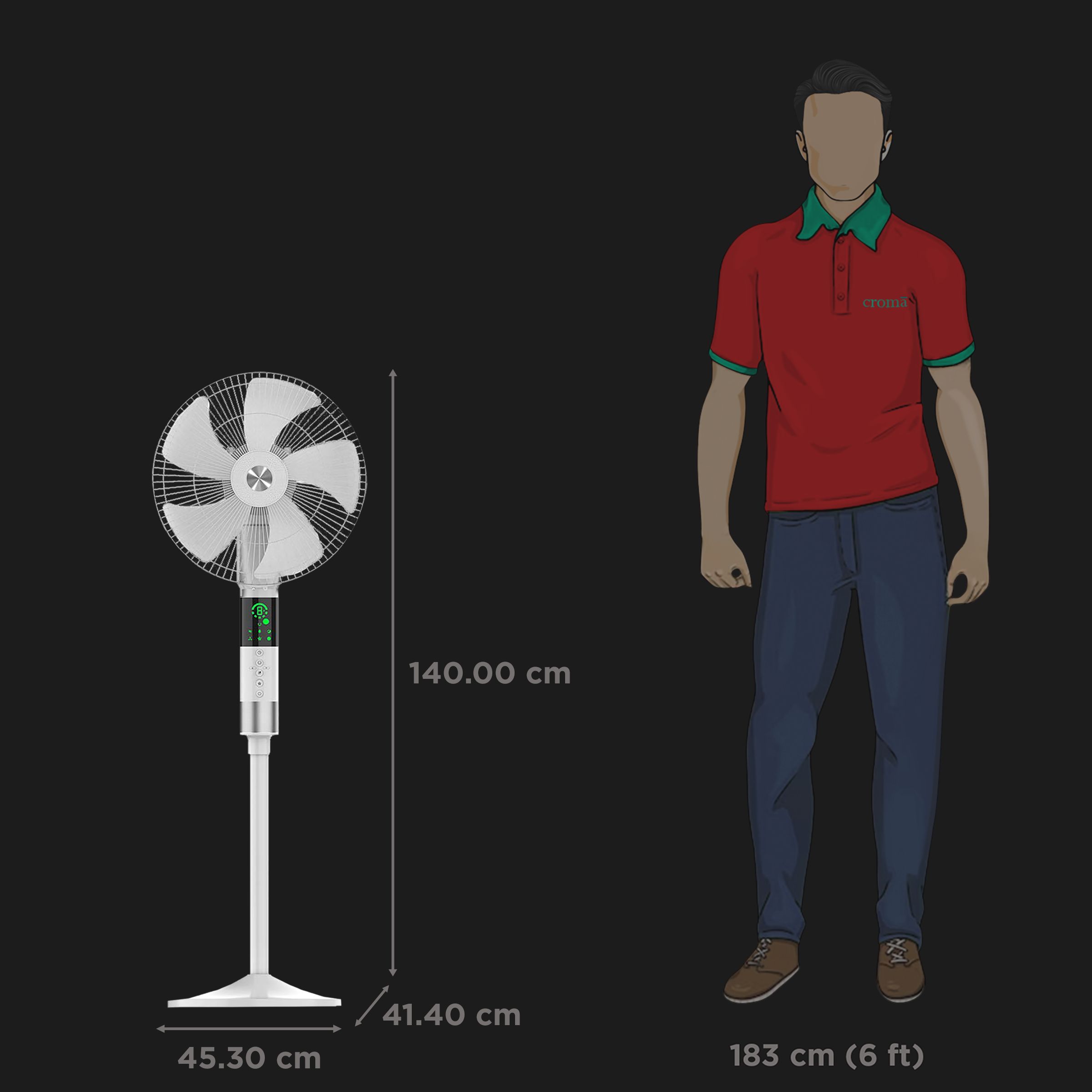 GM Maestro 400mm 3 Blade 360 Degree Oscillation Pedestal Fan with Remote (Rust Resistant, White)_2