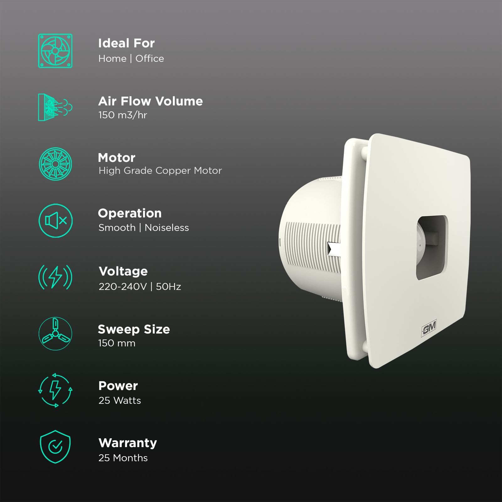 GM Afresho 150mm Exhaust Fan (Energy Efficient, Ivory)_3