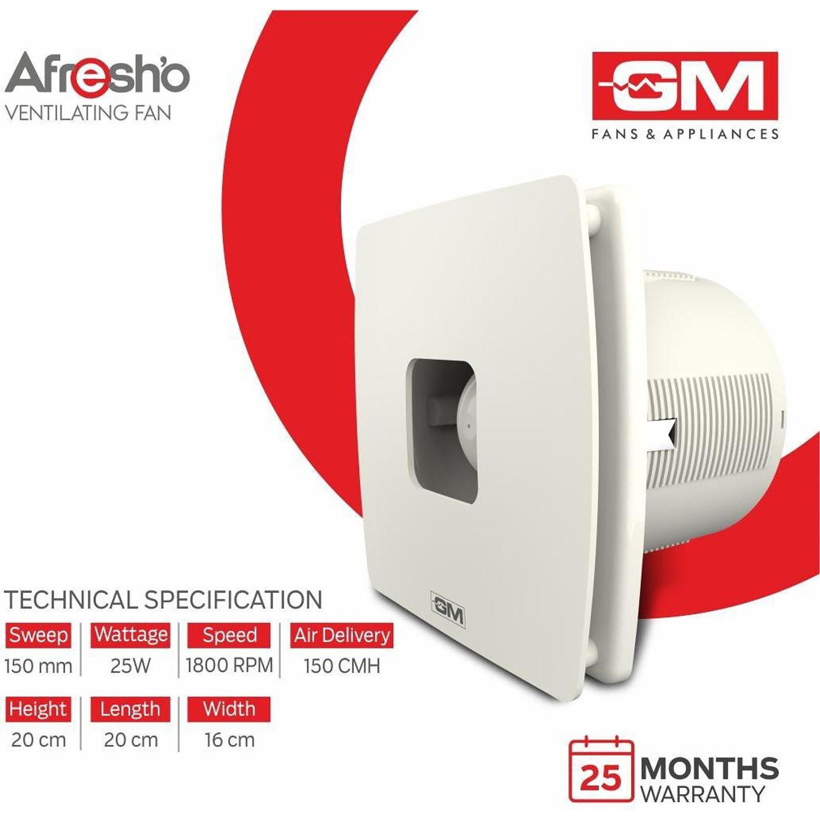 GM Afresho 150mm Exhaust Fan (Energy Efficient, Ivory)_7