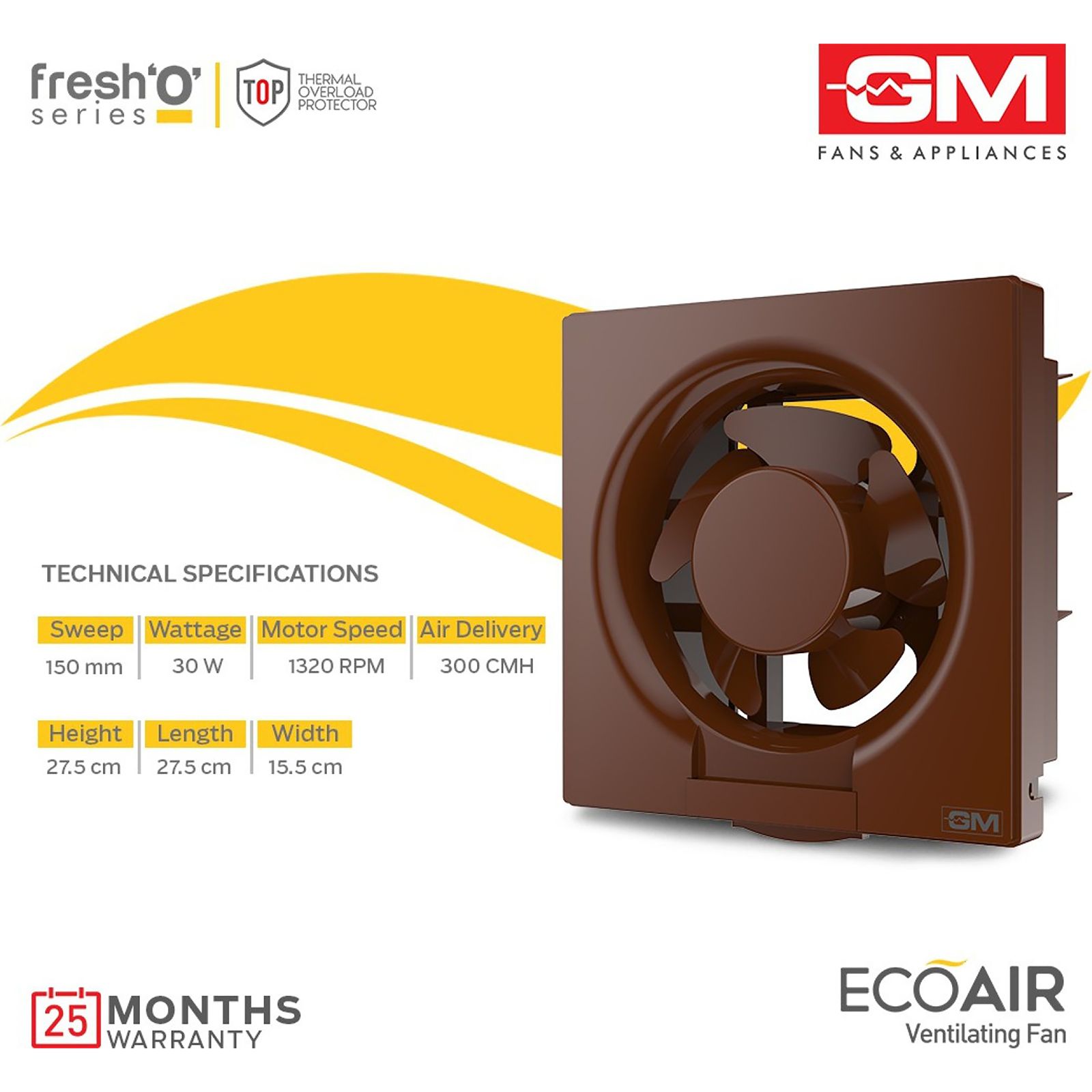 GM Eco Air 150mm Exhaust Fan (Low Noise Operation, Brown)_8