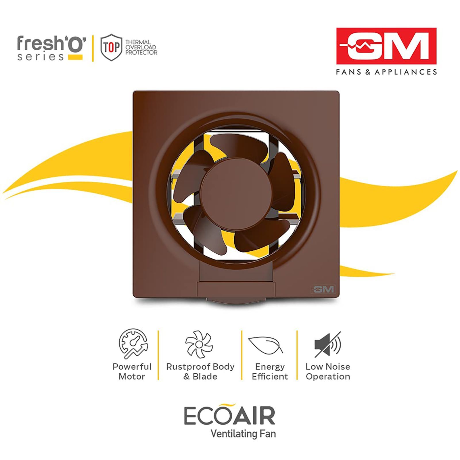 GM Eco Air 200mm Exhaust Fan (Low Noise Operation, Brown)_9