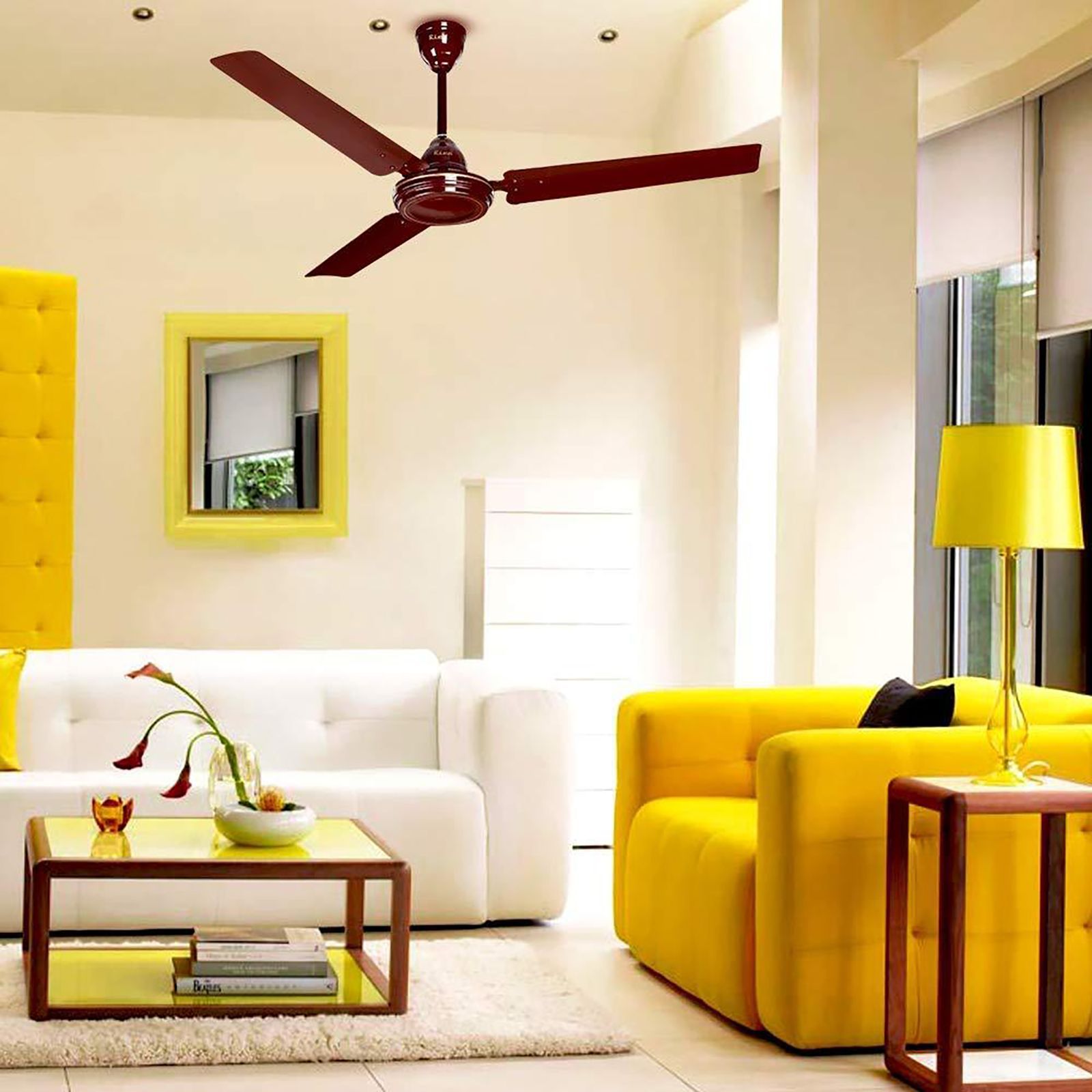 Rico 1400mm 3 Blade Copper Winding Motor Ceiling Fan (Dust Resistant, Brown)_8