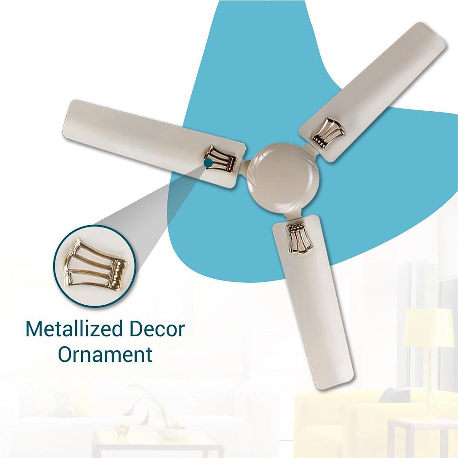 Rico 1400mm 3 Blade Copper Winding Motor Ceiling Fan (Rust & Dust Resistant, White)_6