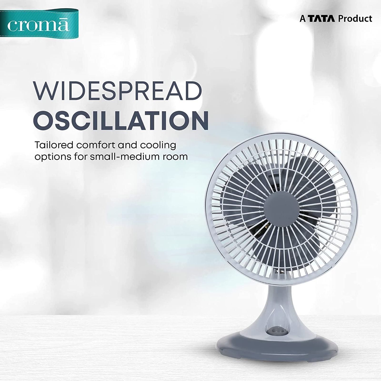Croma 225mm 3 Blade Energy Efficient Table Fan (Silent Operation, Grey)_11