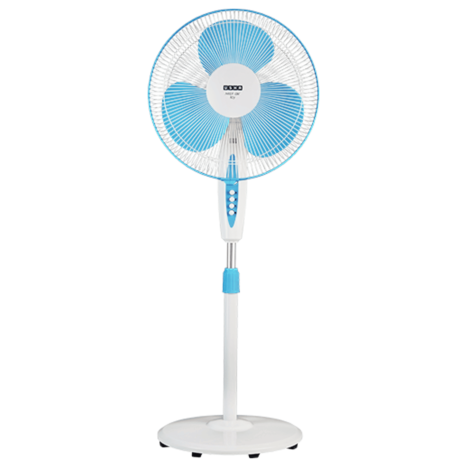 USHA Mist Air Flo 400mm 3 Blade Copper Motor Pedestal Fan (Aerodynamically Design, Light Blue)_1