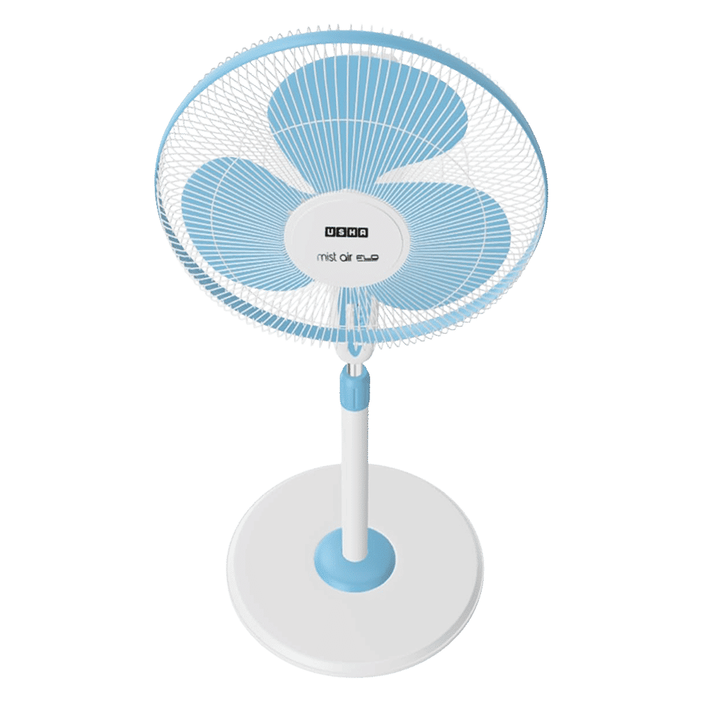 USHA Mist Air Flo 400mm 3 Blade Copper Motor Pedestal Fan (Aerodynamically Design, Light Blue)_6