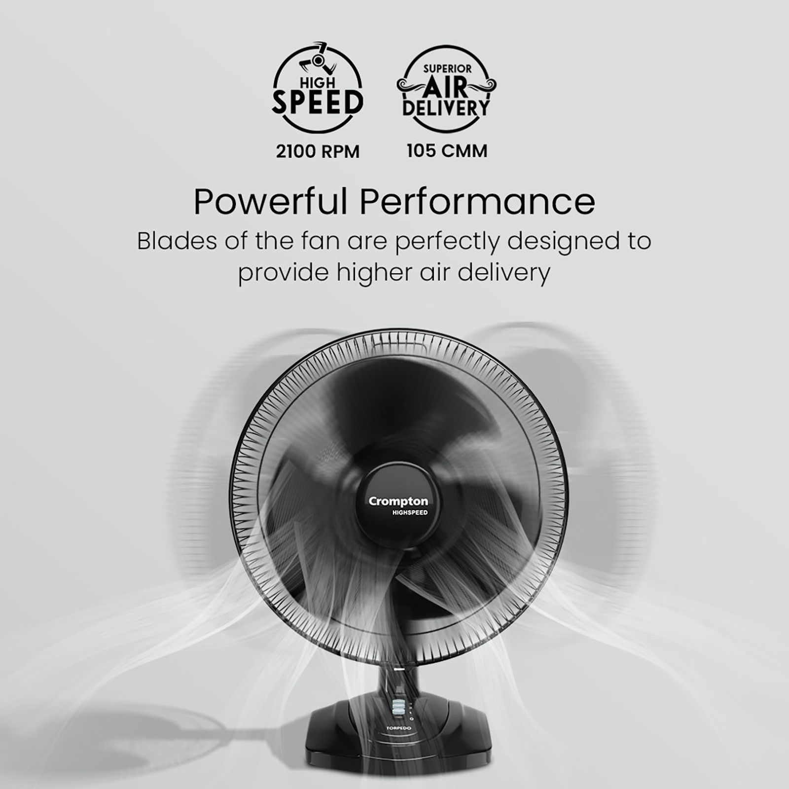 Crompton Torpedo 400mm 3 Blade High Speed Torpedo Table Fan (Smooth Oscillation, Black) Crompton Torpedo 400mm 3 Blade High Speed Torpedo Table Fan (Smooth Oscillation, Black)_6