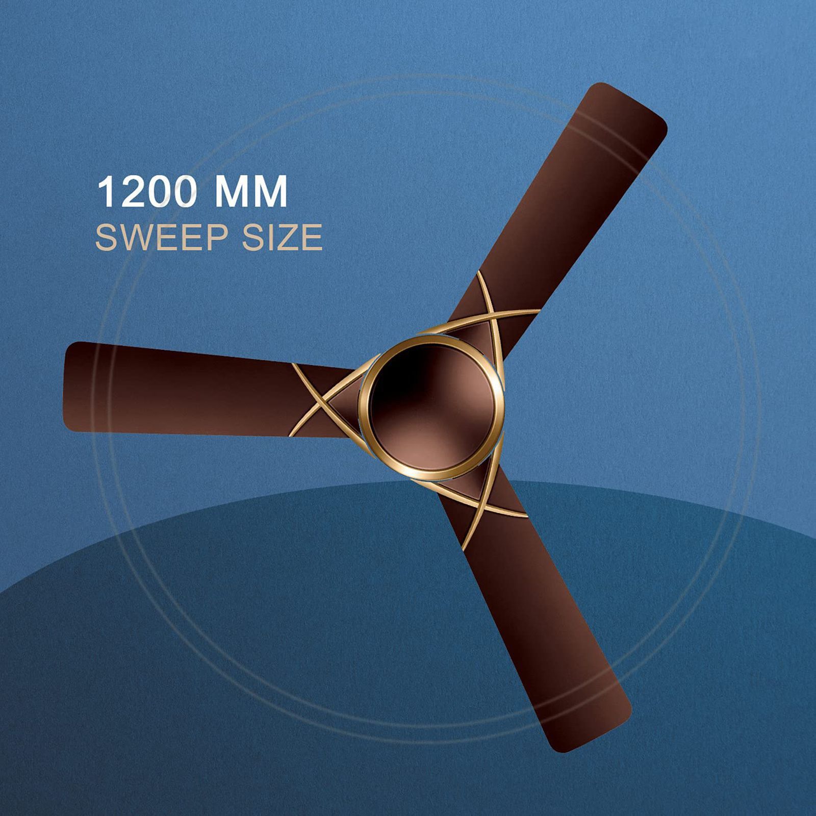 LUMINOUS Deltoid 3 Star 1200mm 3 Blade High Speed Ceiling Fan (Low Power Consumption, Espresso Gold)_8