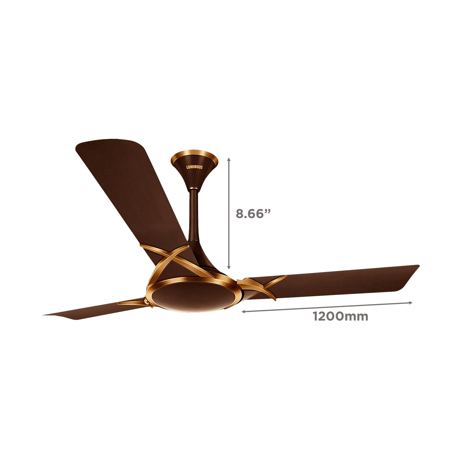 LUMINOUS Deltoid 3 Star 1200mm 3 Blade High Speed Ceiling Fan (Low Power Consumption, Espresso Gold)_2
