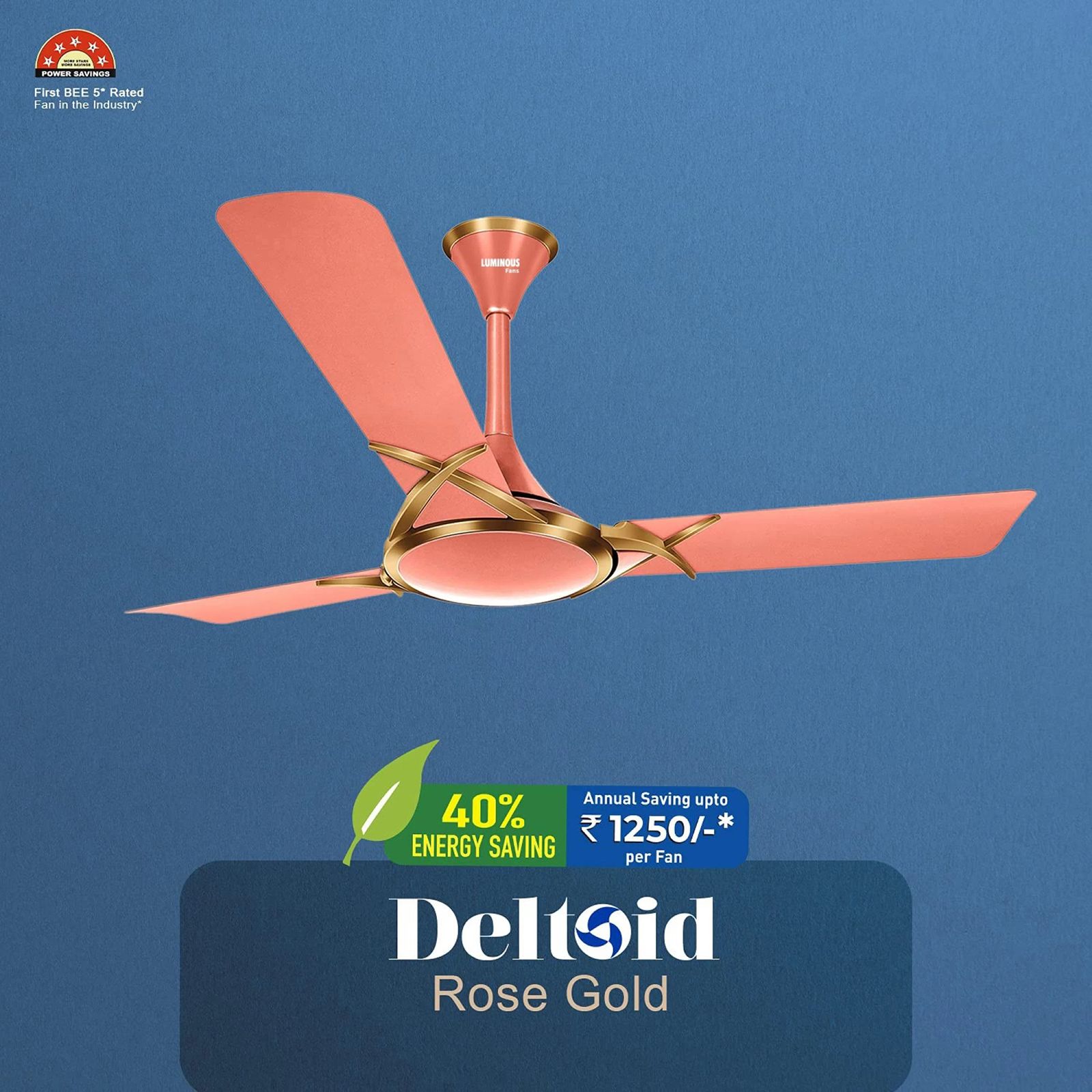 LUMINOUS Deltoid 3 Star 1200mm 3 Blade High Speed Ceiling Fan (Low Power Consumption, Rose Gold)_7