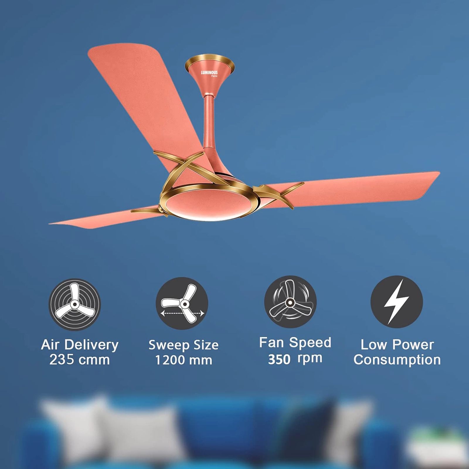 LUMINOUS Deltoid 3 Star 1200mm 3 Blade High Speed Ceiling Fan (Low Power Consumption, Rose Gold)_11