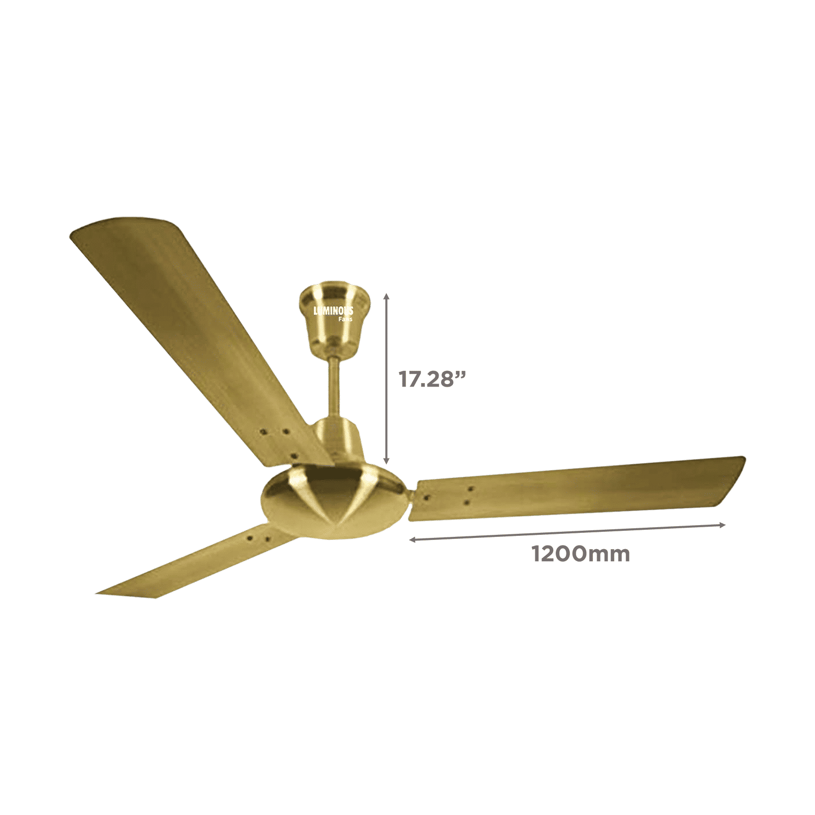 LUMINOUS Enchante 1200mm 3 Blade High Speed Ceiling Fan (Electroplated Finish, Antique Brass)_2