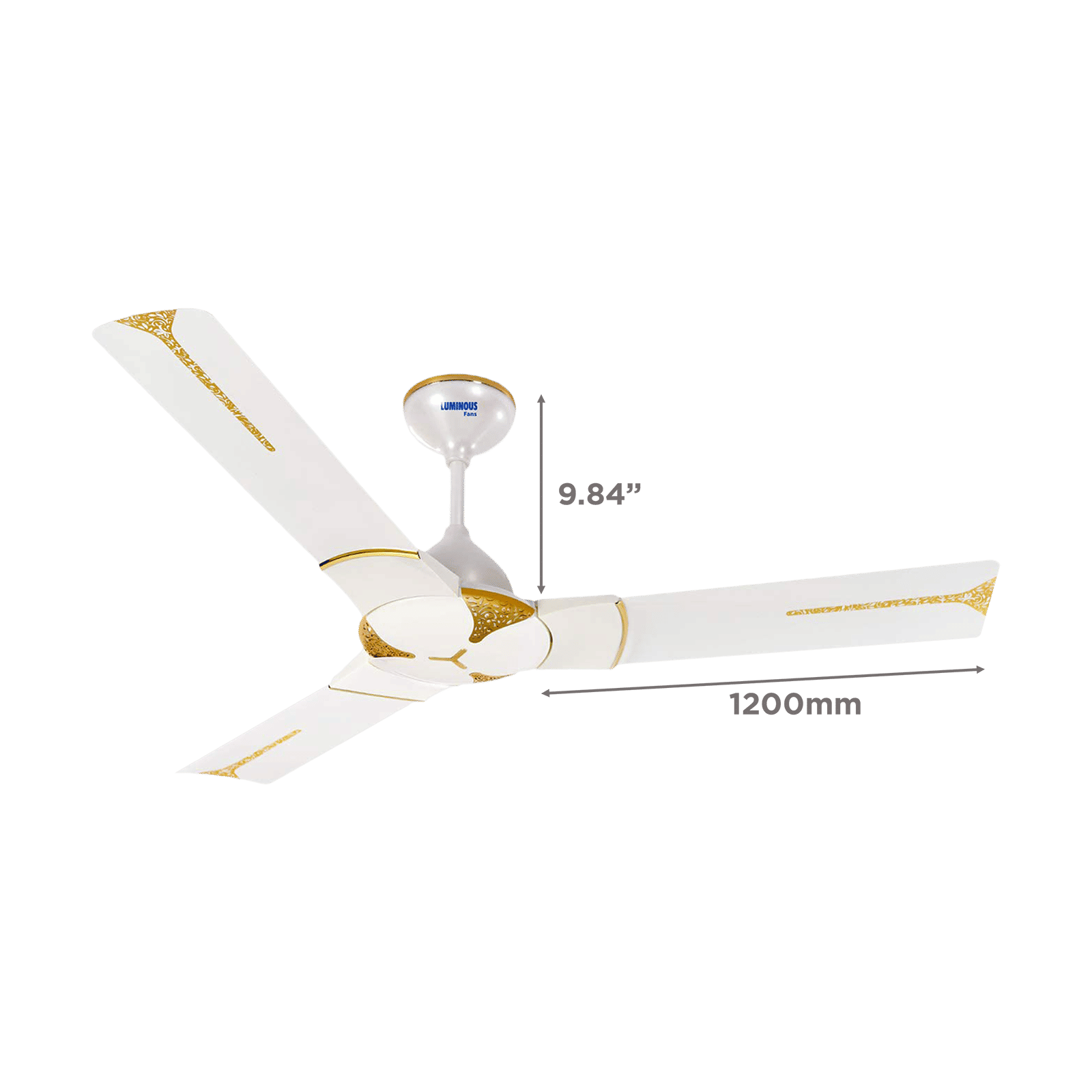 LUMINOUS Jaipur Ghoomar 3 Star 1200mm 3 Blade High Speed Ceiling Fan (Energy Saving, Makrana White)_2