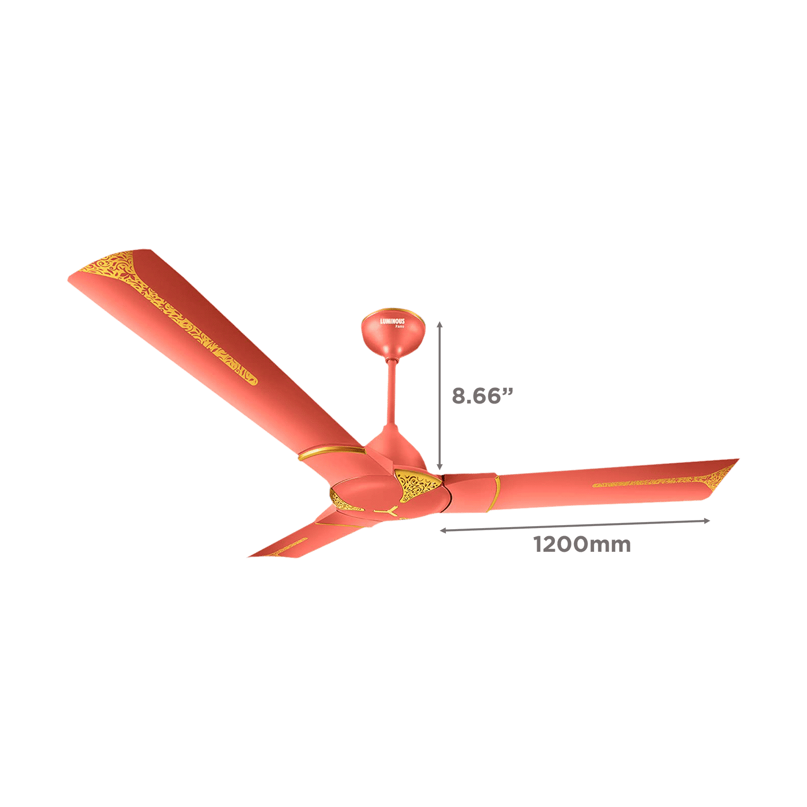 LUMINOUS Jaipur Ghoomar 3 Star 1200mm 3 Blade High Speed Ceiling Fan (Energy Saving, Rose Gold)_2