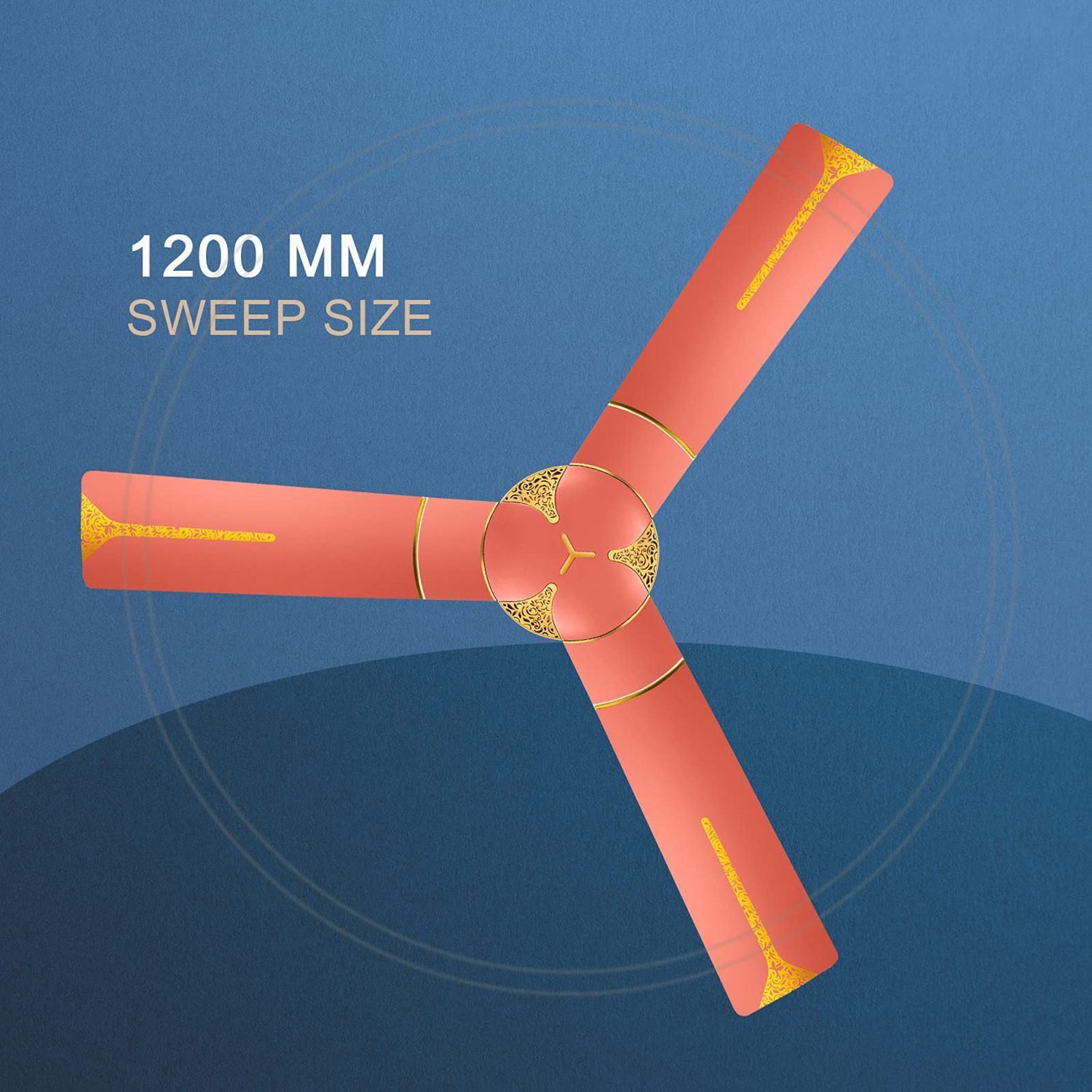 LUMINOUS Jaipur Ghoomar 3 Star 1200mm 3 Blade High Speed Ceiling Fan (Energy Saving, Rose Gold)_6