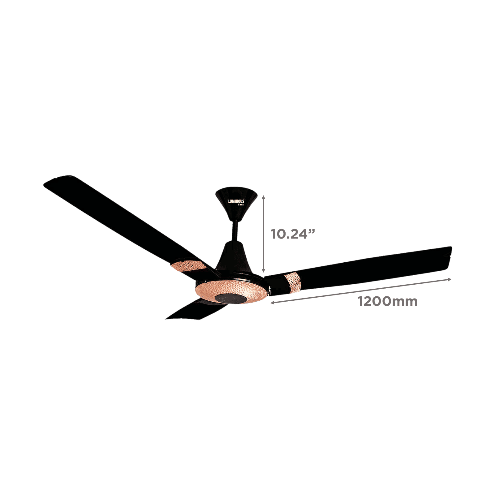 LUMINOUS Jaipur Tamra 3 Star 1200mm 3 Blade High Speed Ceiling Fan (Energy Saving, Abu Black)_2