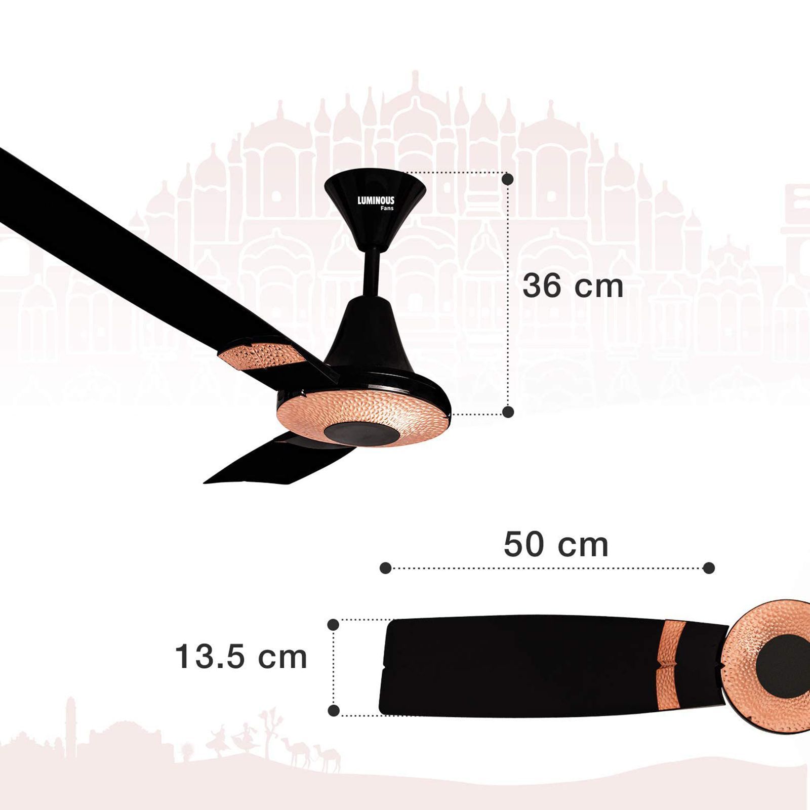 LUMINOUS Jaipur Tamra 3 Star 1200mm 3 Blade High Speed Ceiling Fan (Energy Saving, Abu Black)_6