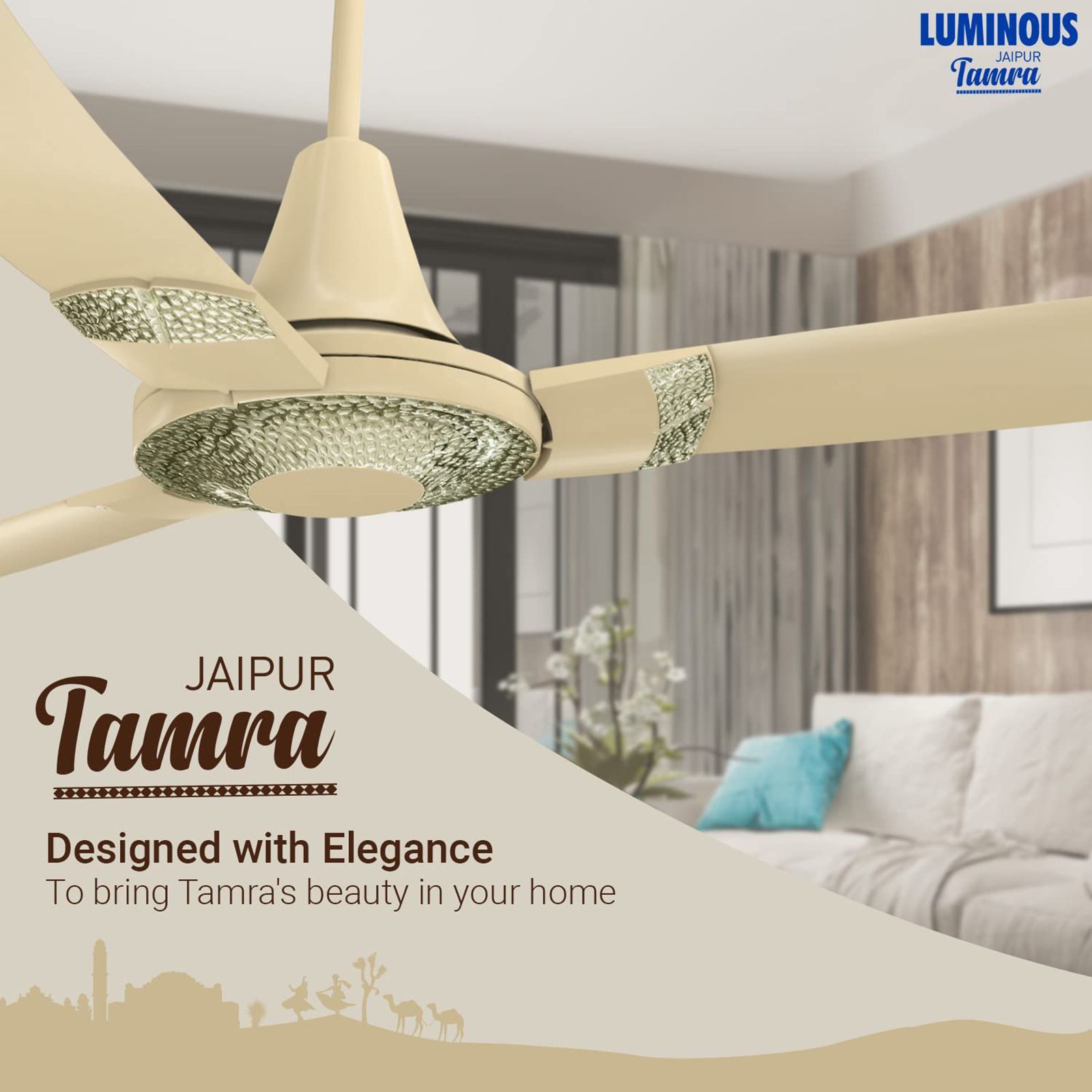 LUMINOUS Jaipur Tamra 3 Star 1200mm 3 Blade High Speed Ceiling Fan (Energy Saving, Kanak Gold)_9