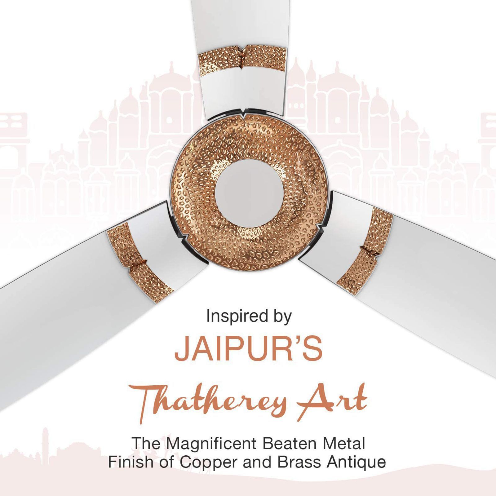 LUMINOUS Jaipur Tamra 3 Star 1200mm 3 Blade High Speed Ceiling Fan (Energy Saving, Makrana White)_8