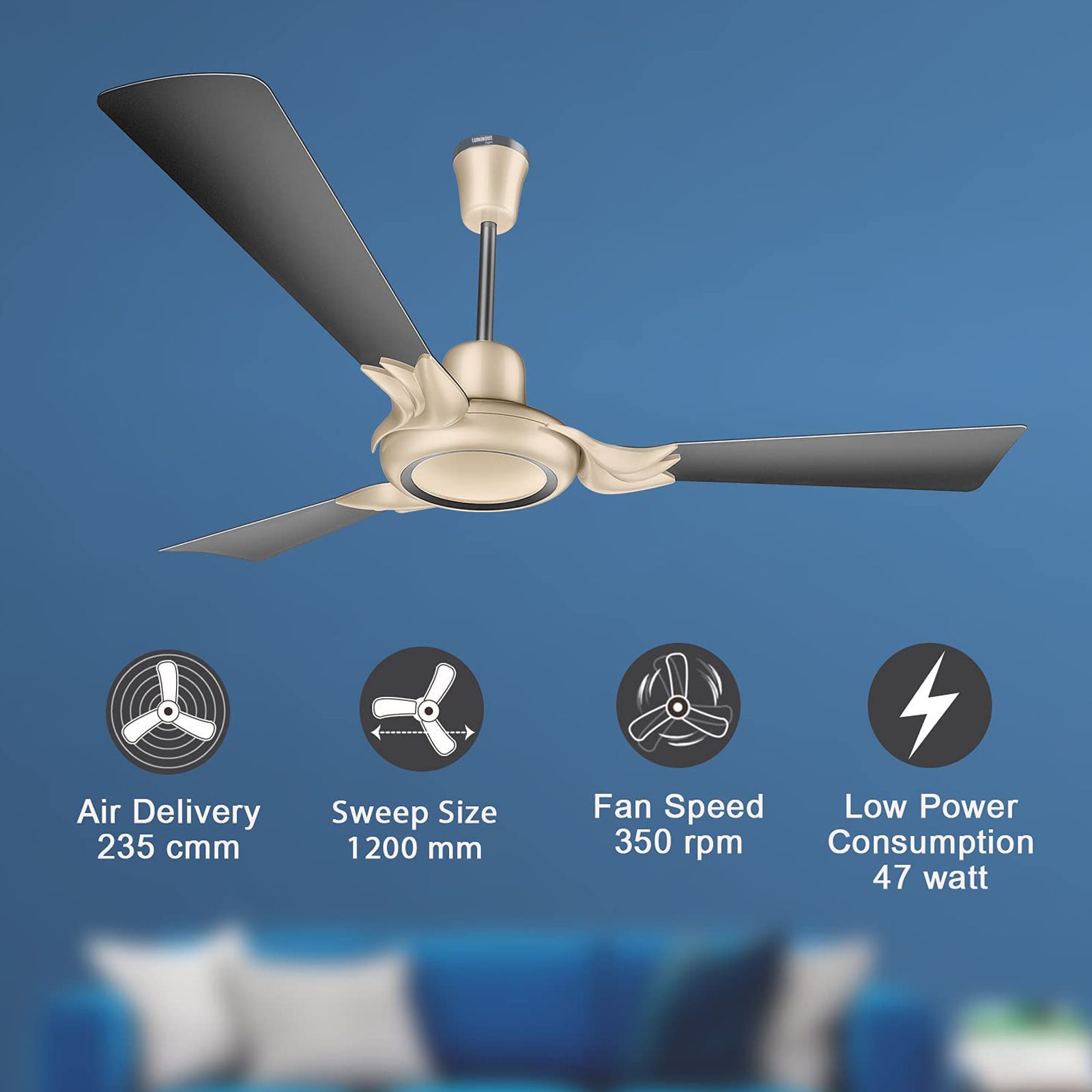 LUMINOUS London Mayfair 3 Star 1200mm 3 Blade Silent Operation Ceiling Fan with Remote (Dust Repellent, Bourneville Brown)_7
