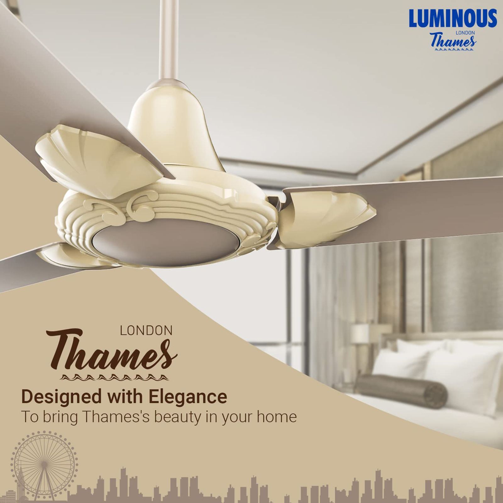 LUMINOUS London Thames 1200mm 3 Blade High Speed Ceiling Fan (Low Power Consumption, Russet Brown)_7