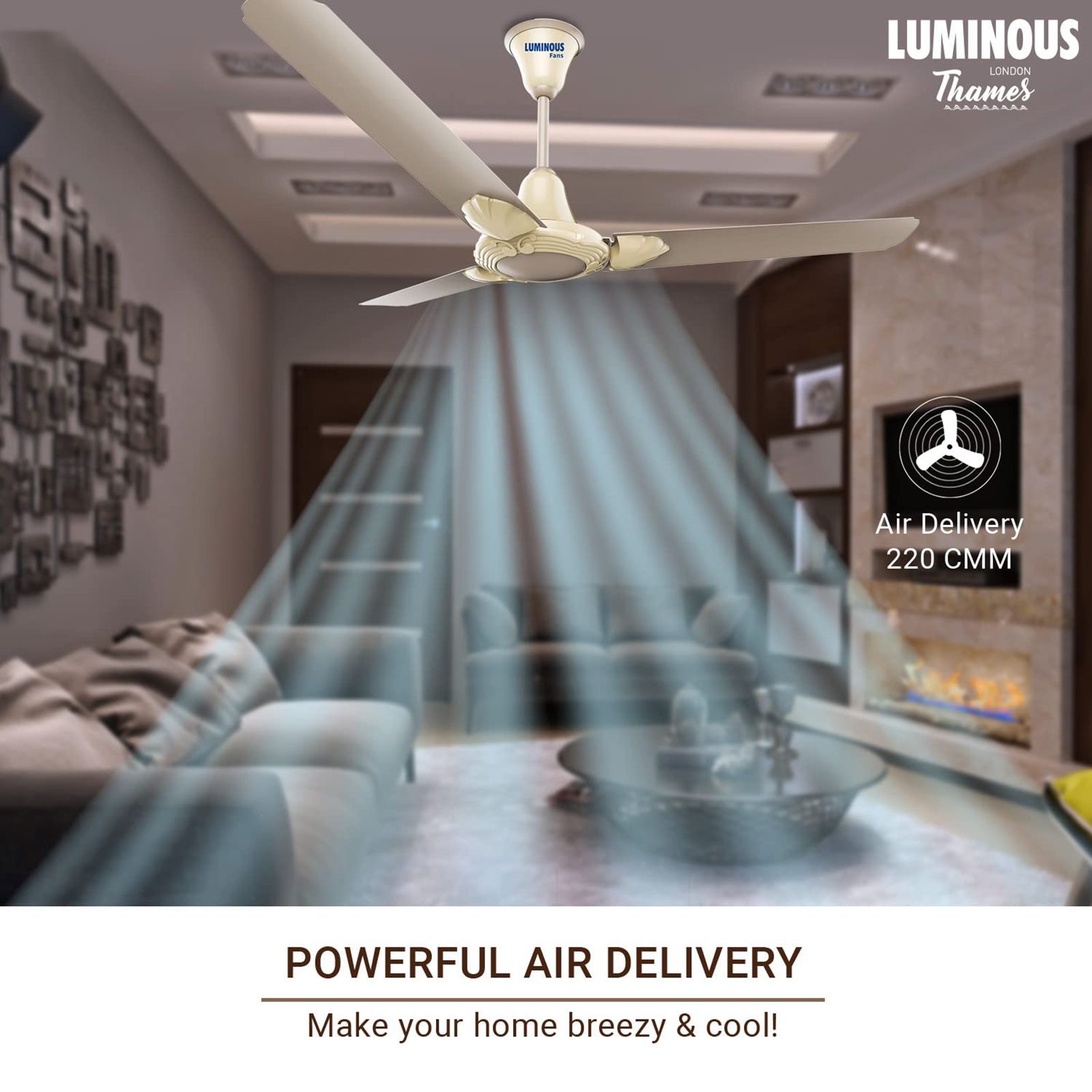 LUMINOUS London Thames 1200mm 3 Blade High Speed Ceiling Fan (Low Power Consumption, Russet Brown)_8