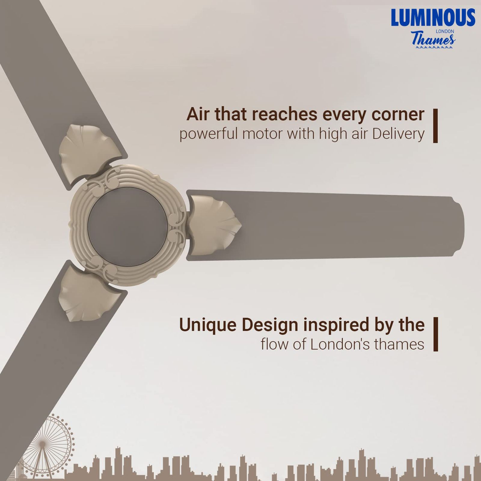 LUMINOUS London Thames 1200mm 3 Blade High Speed Ceiling Fan (Low Power Consumption, Russet Brown)_11