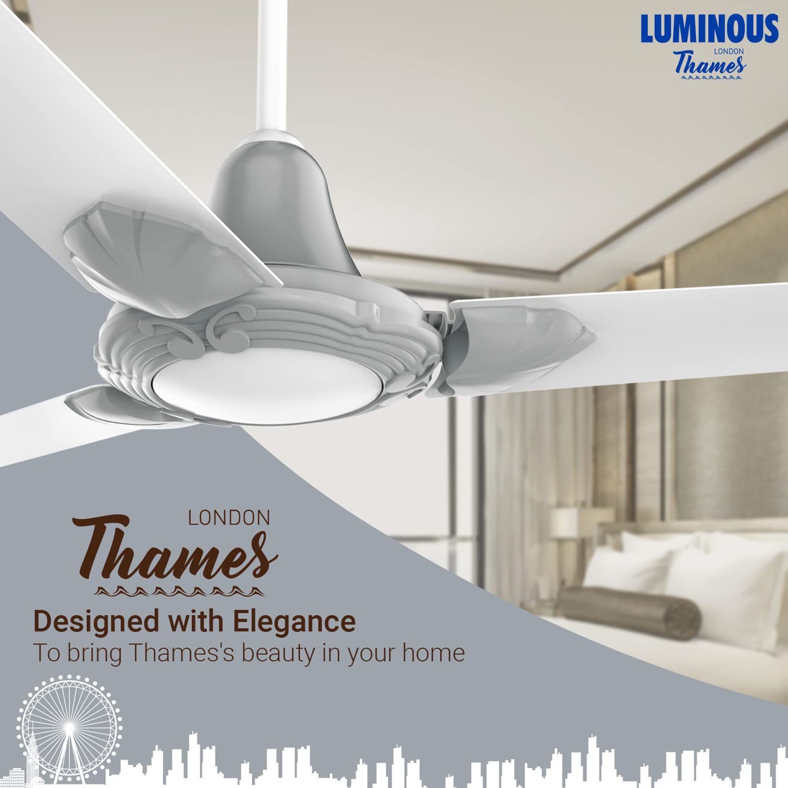 LUMINOUS London Thames 1200mm 3 Blade High Speed Ceiling Fan (Low Power Consumption, Wimbledon White) LUMINOUS London Thames 1200mm 3 Blade High Speed Ceiling Fan (Low Power Consumption, Wimbledon White)_7