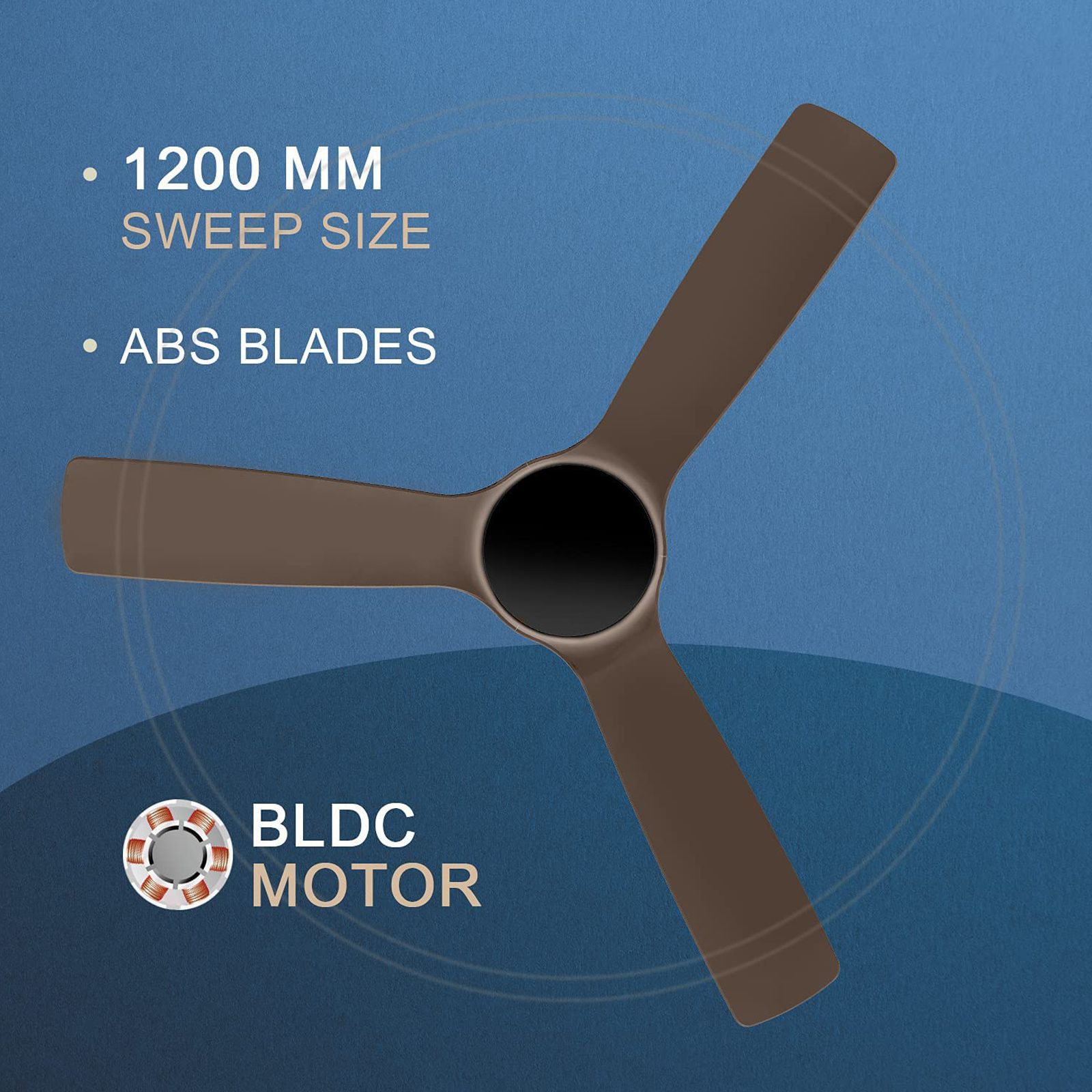 LUMINOUS New York Chelsea 5 Star 1200mm 3 Blade BLDC Motor Ceiling Fan with Remote (Energy Saving, Caramel Brown)_8