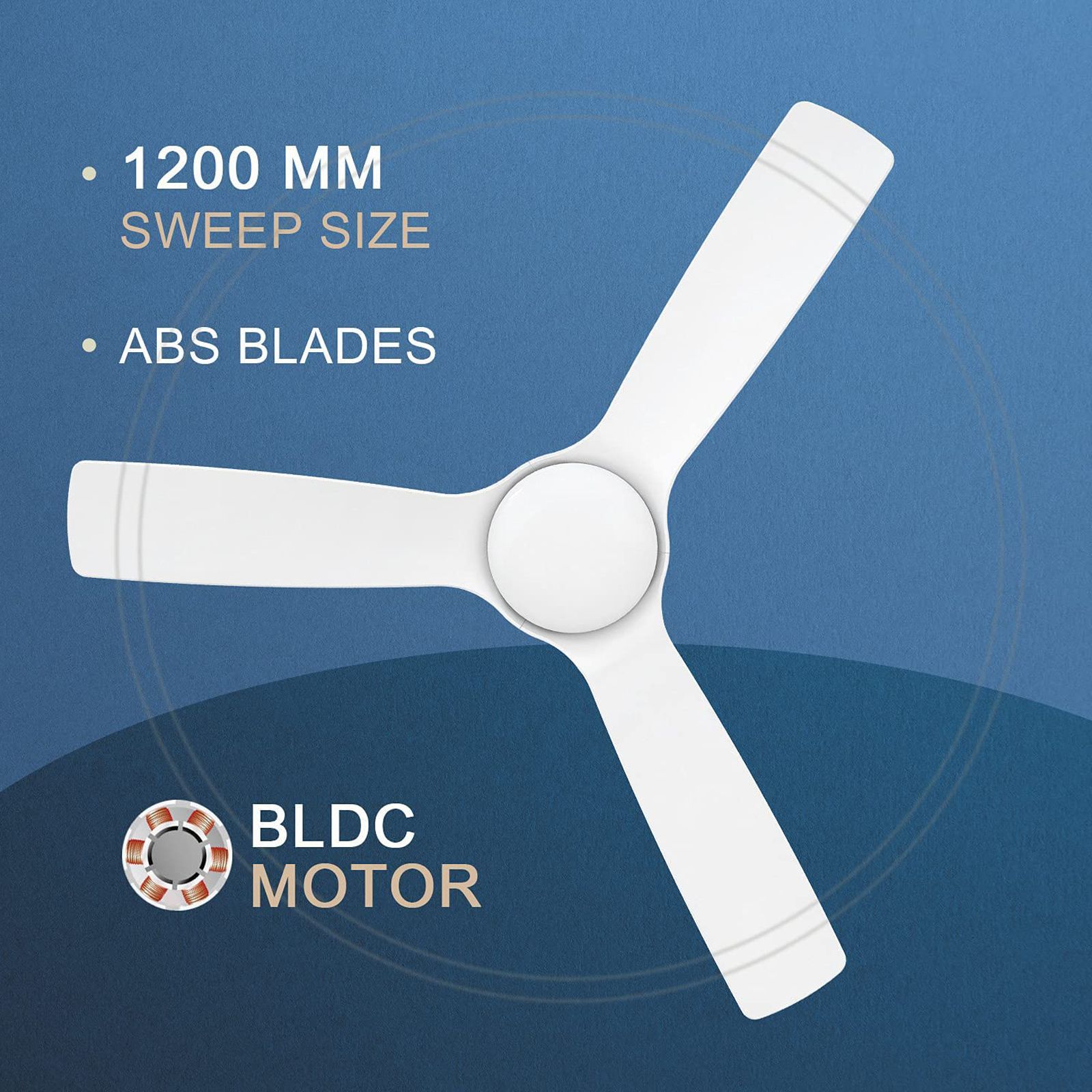 LUMINOUS New York Chelsea 5 Star 1200mm 3 Blade BLDC Motor Ceiling Fan with Remote (Energy Saving, Pristine White)_8