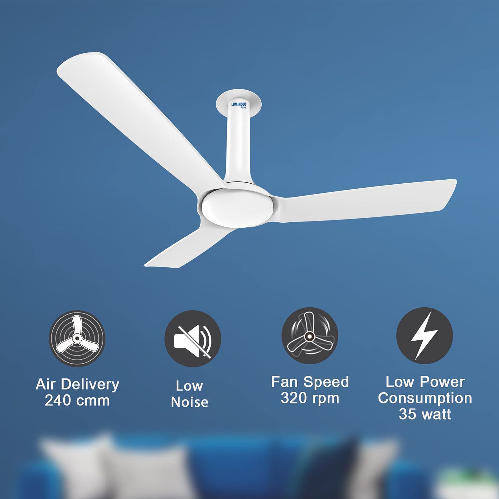 LUMINOUS New York Chelsea 5 Star 1200mm 3 Blade BLDC Motor Ceiling Fan with Remote (Energy Saving, Pristine White)_6