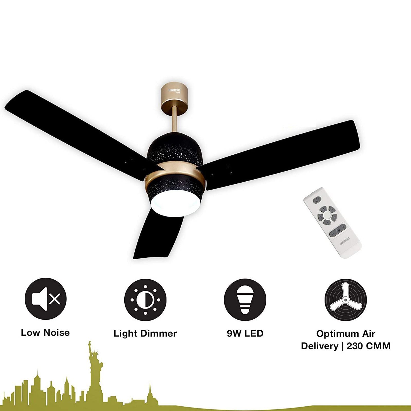 LUMINOUS New York Manhattan 1200mm 3 Blade High Speed Ceiling Fan (Dust Repellent, Night Sky)_7