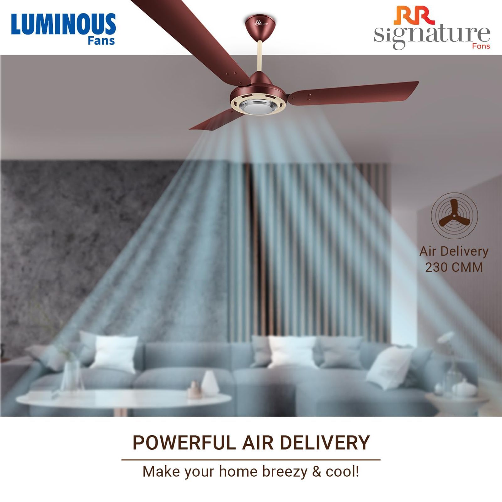 LUMINOUS Rio BelAir 2 Star 1200mm 3 Blade High Speed Ceiling Fan (Dust Repellent, Sangria Red)_7